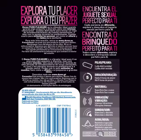 Durex Vibrador Mini Intense Orgasmic Pure Pleasure, Dildo Consolador Clítoris Mujer