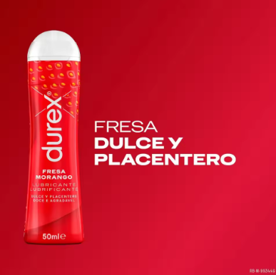 Durex - Lote Set 3x Lubricantes Sabor Fresa 50ml, Dulce y Placentero, Sexo Seguro